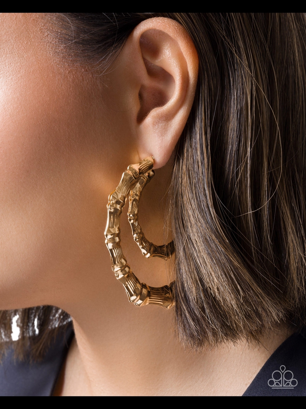 Paparazzi Shimmering Gold Bamboo Hoop Earrings